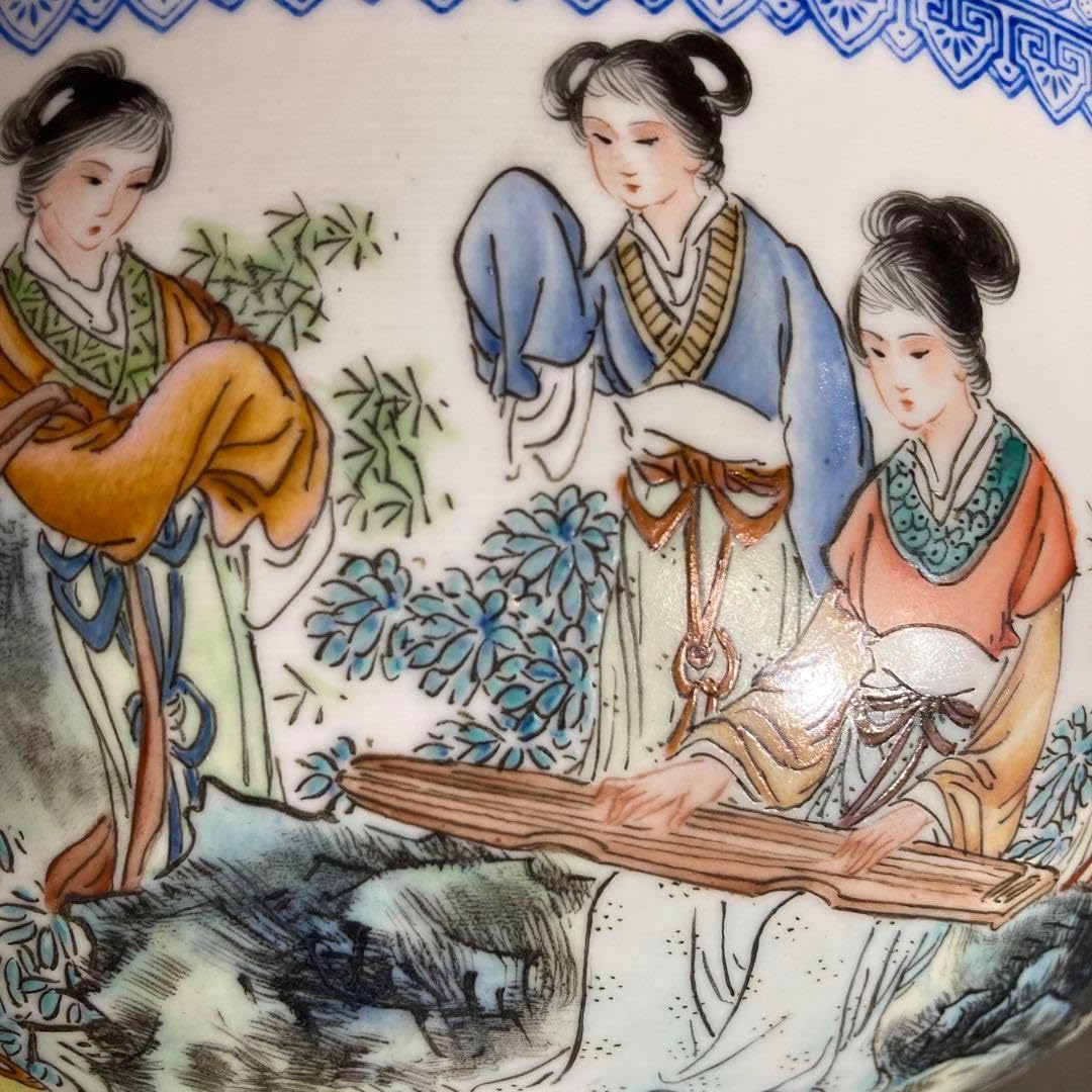 景徳鎮製 景徳鎮の伝統 中国の名窯 乾隆年製 錦宮廷女官図 極薄胎 大鉢